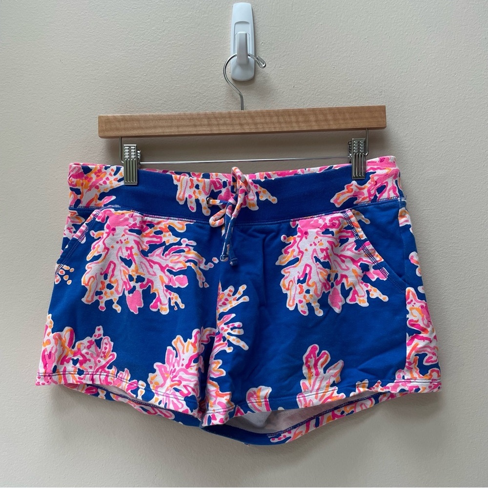 Lilly Pulitzer Yasmin Shorts in Brilliant Blue Cotton Pull On Drawstring Size M